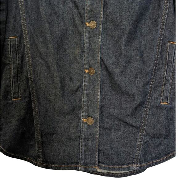Chico's Dark Wash Denim Shirt Jacket Shacket Cotton Lyocell Blend Size Medium - Picture 2 of 10
